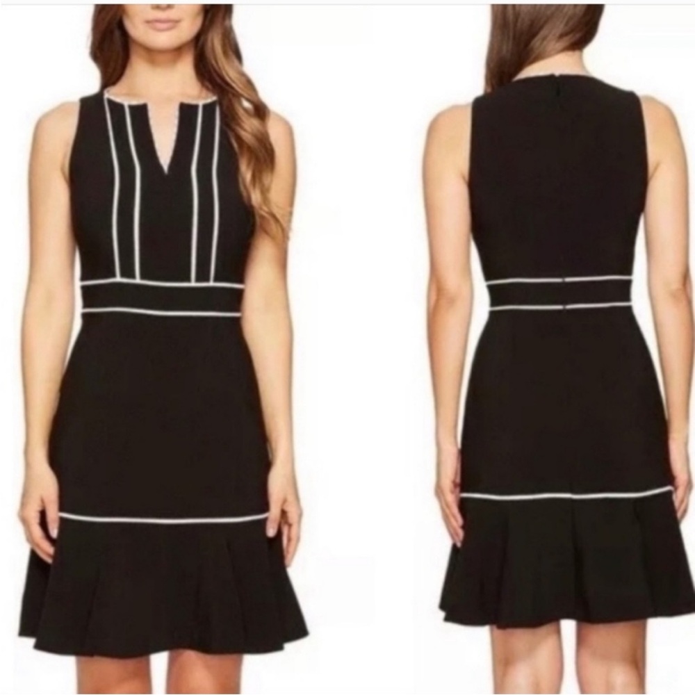Kate Spade XS 00 Lace Inset Crepe Black and White Ruffled Dress NWT Scenic Route